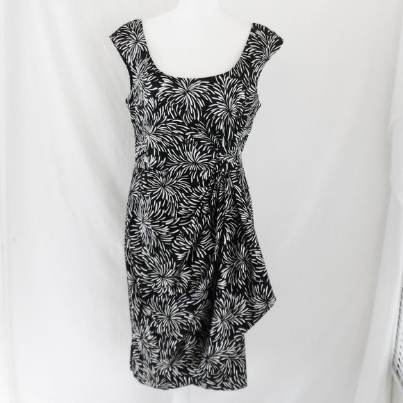 Suite 7 Black & White Floral Wrap Dress Size 12 - Picture 5 of 6